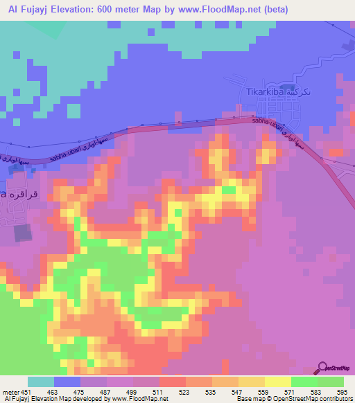 Al Fujayj,Libya Elevation Map