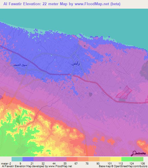 Al Fawatir,Libya Elevation Map