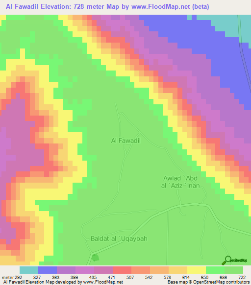 Al Fawadil,Libya Elevation Map