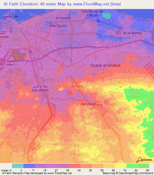Al Fatih,Libya Elevation Map