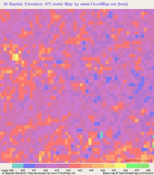 Al Baydan,Libya Elevation Map