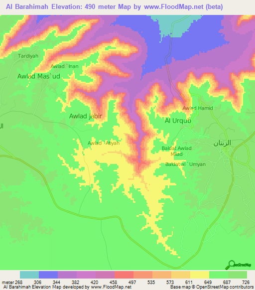 Al Barahimah,Libya Elevation Map