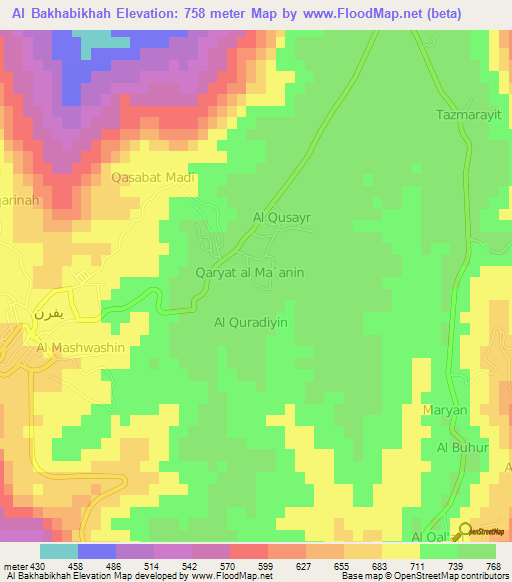 Al Bakhabikhah,Libya Elevation Map