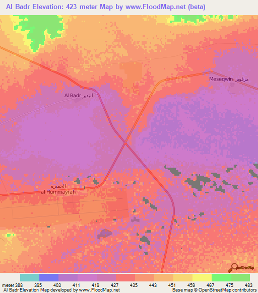 Al Badr,Libya Elevation Map