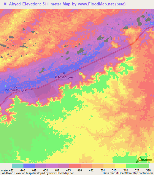 Al Abyad,Libya Elevation Map