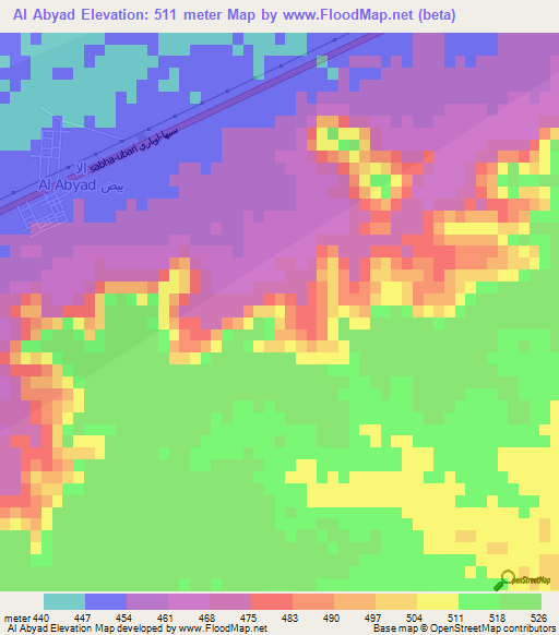 Al Abyad,Libya Elevation Map