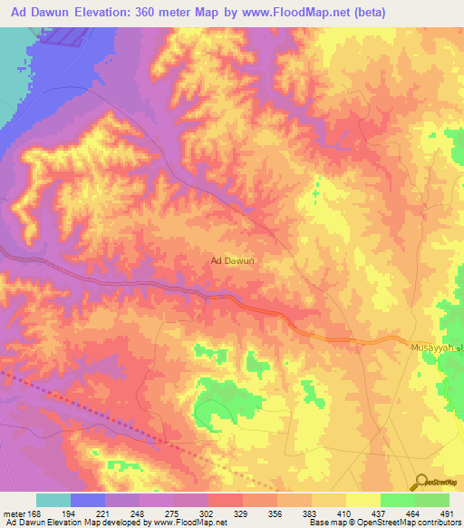 Ad Dawun,Libya Elevation Map