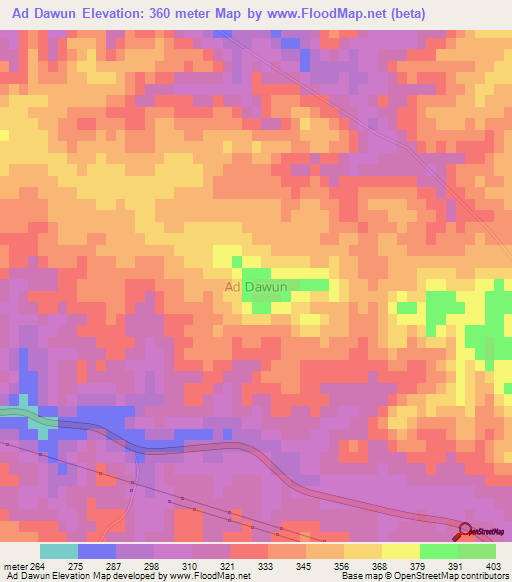 Ad Dawun,Libya Elevation Map