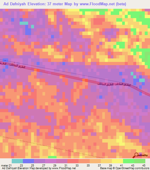 Ad Dafniyah,Libya Elevation Map