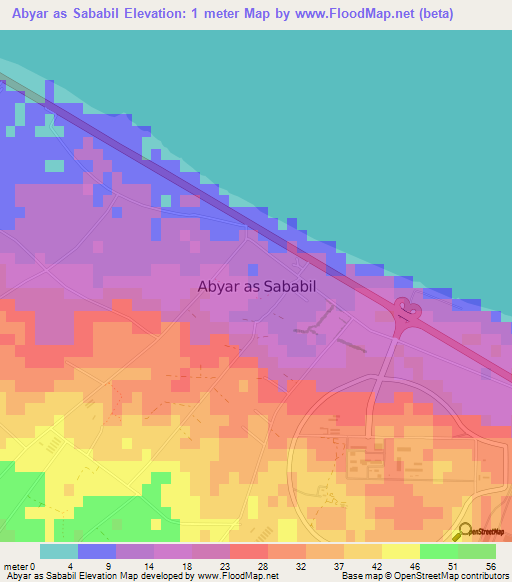 Abyar as Sababil,Libya Elevation Map