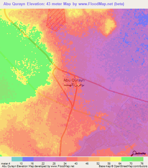 Abu Qurayn,Libya Elevation Map