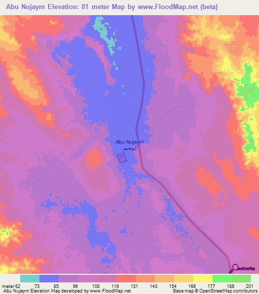 Abu Nujaym,Libya Elevation Map