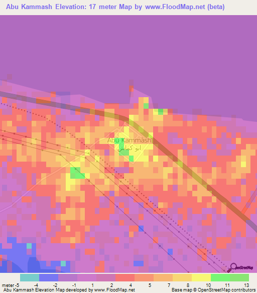 Abu Kammash,Libya Elevation Map