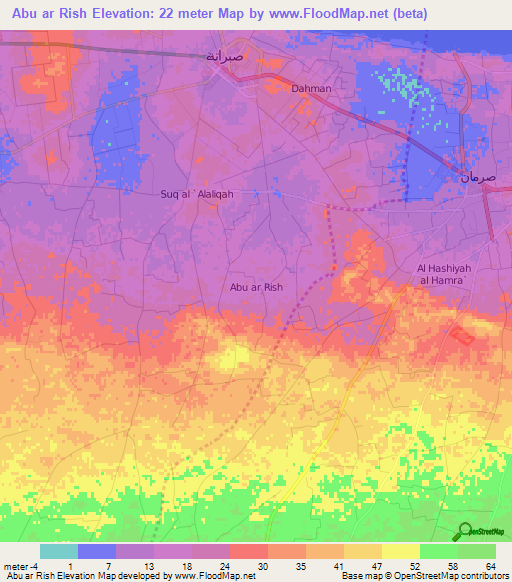 Abu ar Rish,Libya Elevation Map