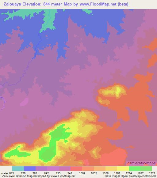 Zalouaya,Cameroon Elevation Map