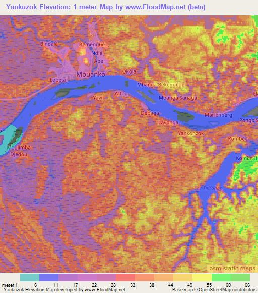 Yankuzok,Cameroon Elevation Map