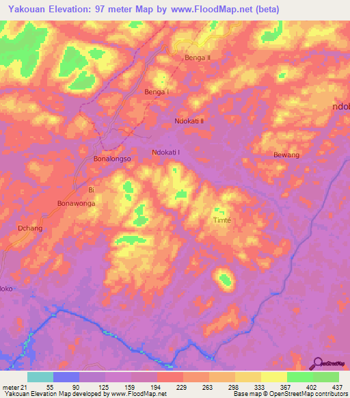 Yakouan,Cameroon Elevation Map