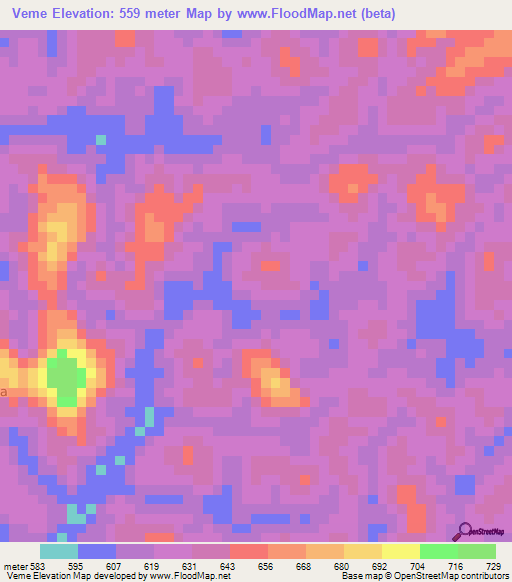 Veme,Cameroon Elevation Map