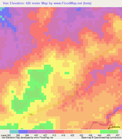 Van,Cameroon Elevation Map