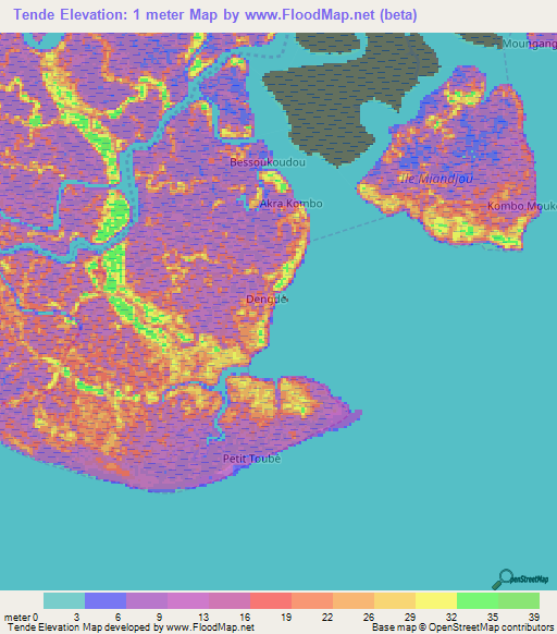 Tende,Cameroon Elevation Map