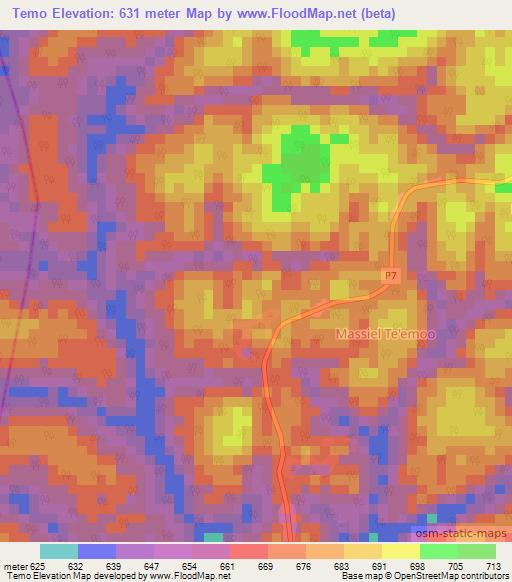 Temo,Cameroon Elevation Map