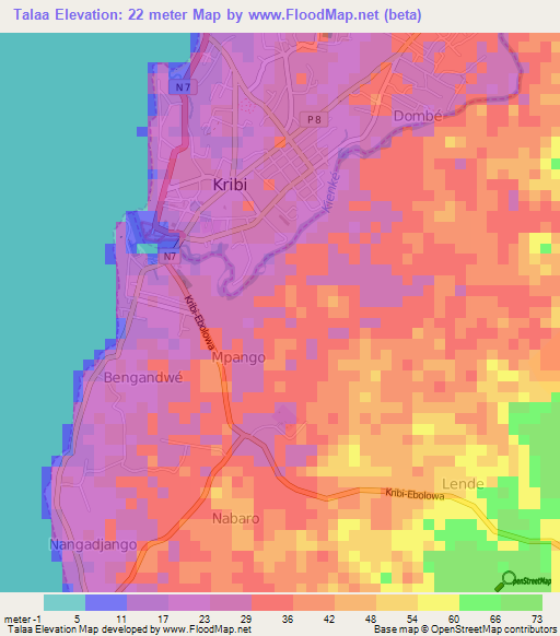 Talaa,Cameroon Elevation Map