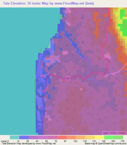 Tala,Cameroon Elevation Map