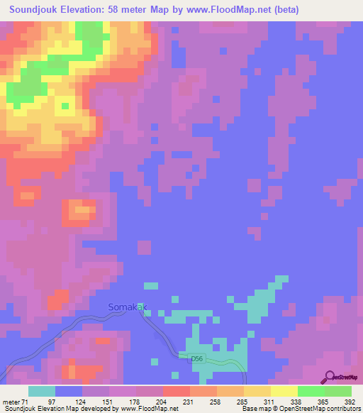 Soundjouk,Cameroon Elevation Map