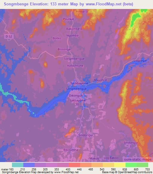 Songmbenge,Cameroon Elevation Map