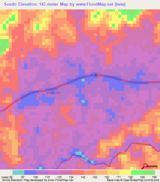 Sondo,Cameroon Elevation Map