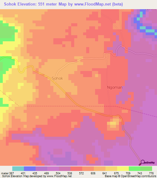 Sohok,Cameroon Elevation Map