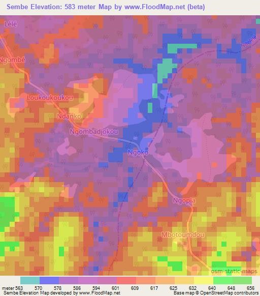 Sembe,Cameroon Elevation Map