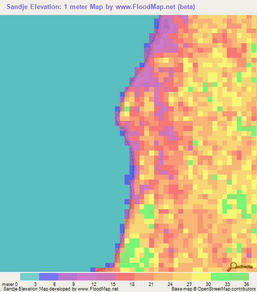 Sandje,Cameroon Elevation Map