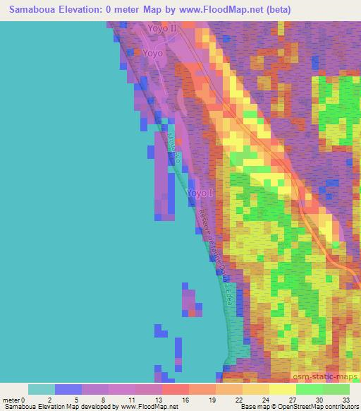 Samaboua,Cameroon Elevation Map