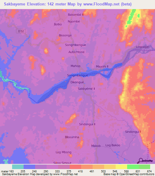 Sakbayeme,Cameroon Elevation Map