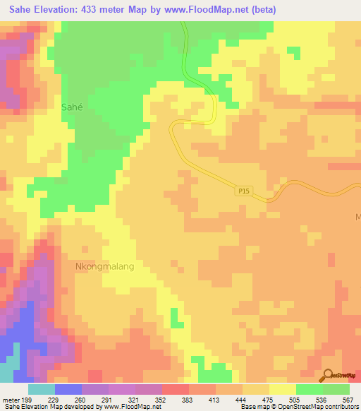 Sahe,Cameroon Elevation Map