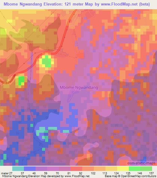 Mbome Ngwandang,Cameroon Elevation Map