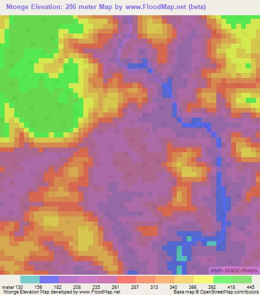 Ntonge,Cameroon Elevation Map