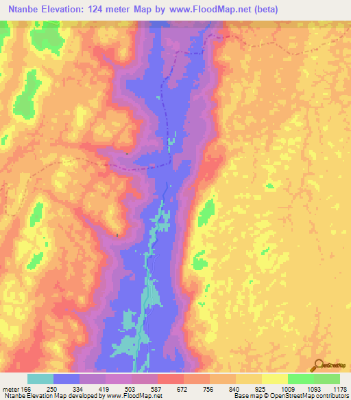 Ntanbe,Cameroon Elevation Map