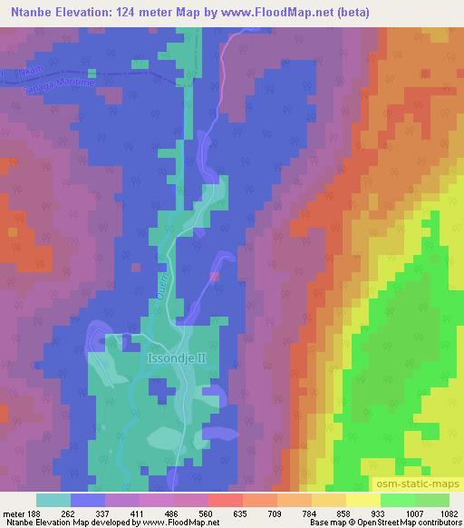 Ntanbe,Cameroon Elevation Map