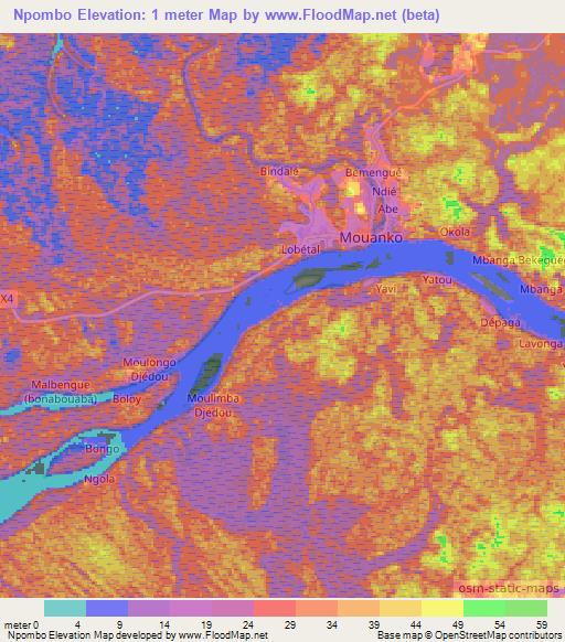 Npombo,Cameroon Elevation Map