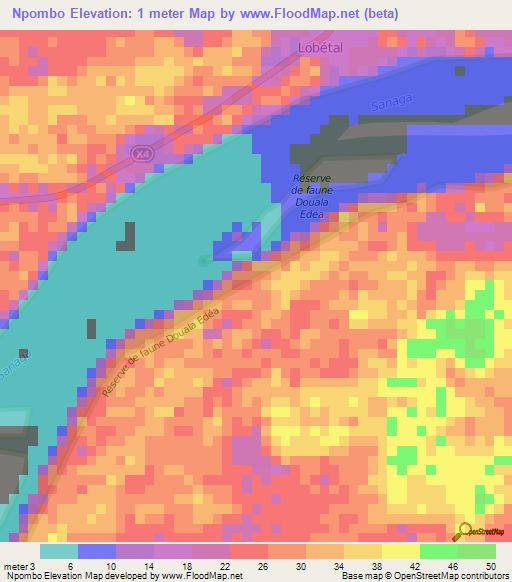 Npombo,Cameroon Elevation Map