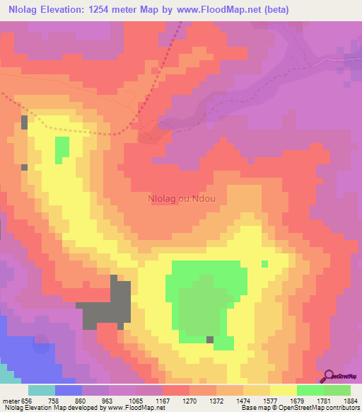 Nlolag,Cameroon Elevation Map