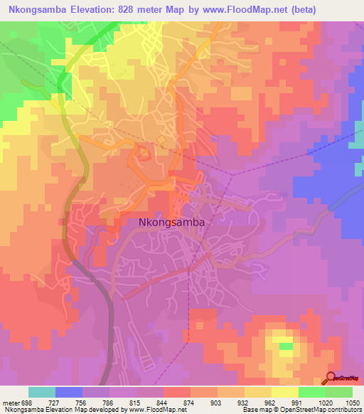 Nkongsamba,Cameroon Elevation Map