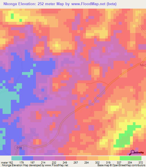 Nkonga,Cameroon Elevation Map