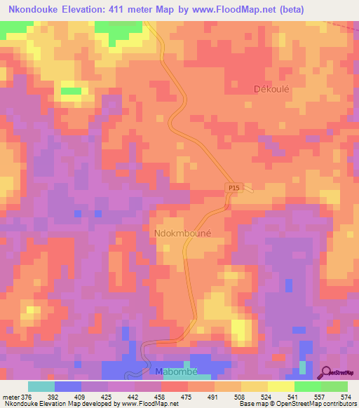 Nkondouke,Cameroon Elevation Map