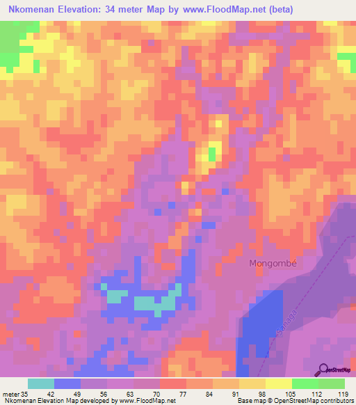 Nkomenan,Cameroon Elevation Map