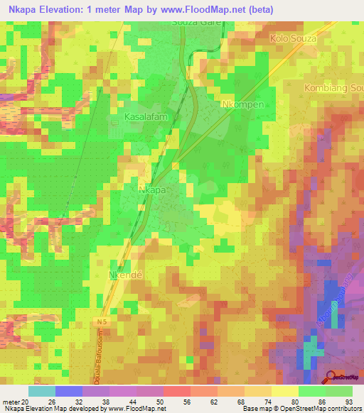 Nkapa,Cameroon Elevation Map