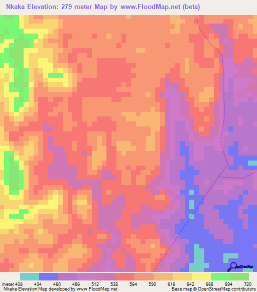 Nkaka,Cameroon Elevation Map