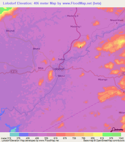 Lolodorf,Cameroon Elevation Map